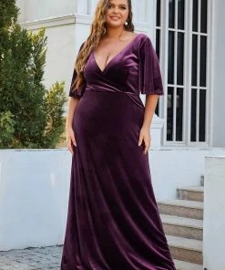 Ever-Pretty US Vintage Plus Size Velvet Maxi Evening Dress SHOP BY OCCASION