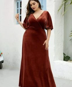 Ever-Pretty US Vintage Plus Size Velvet Maxi Evening Dress SHOP BY OCCASION