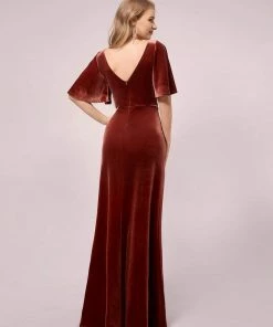Ever-Pretty US Elegant Flare Sleeves Long Velvet Pregnancy Dress SHOP BY OCCASION