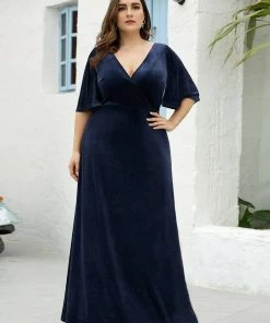 Ever-Pretty US Vintage Plus Size Velvet Maxi Evening Dress SHOP BY OCCASION