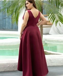 Ever-Pretty US SHOP BY OCCASION Plus Size High Low Formal Evening Party Dress With Sequin Belt