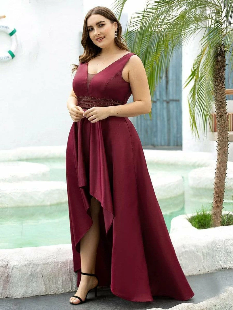Ever-Pretty US Plus Size Double V-Neck Sleeveless High Low Cocktail Formal Dresses SHOP BY OCCASION 8 Ever-Pretty US Plus Size Double V-Neck Sleeveless High Low Cocktail Formal Dresses SHOP BY OCCASION