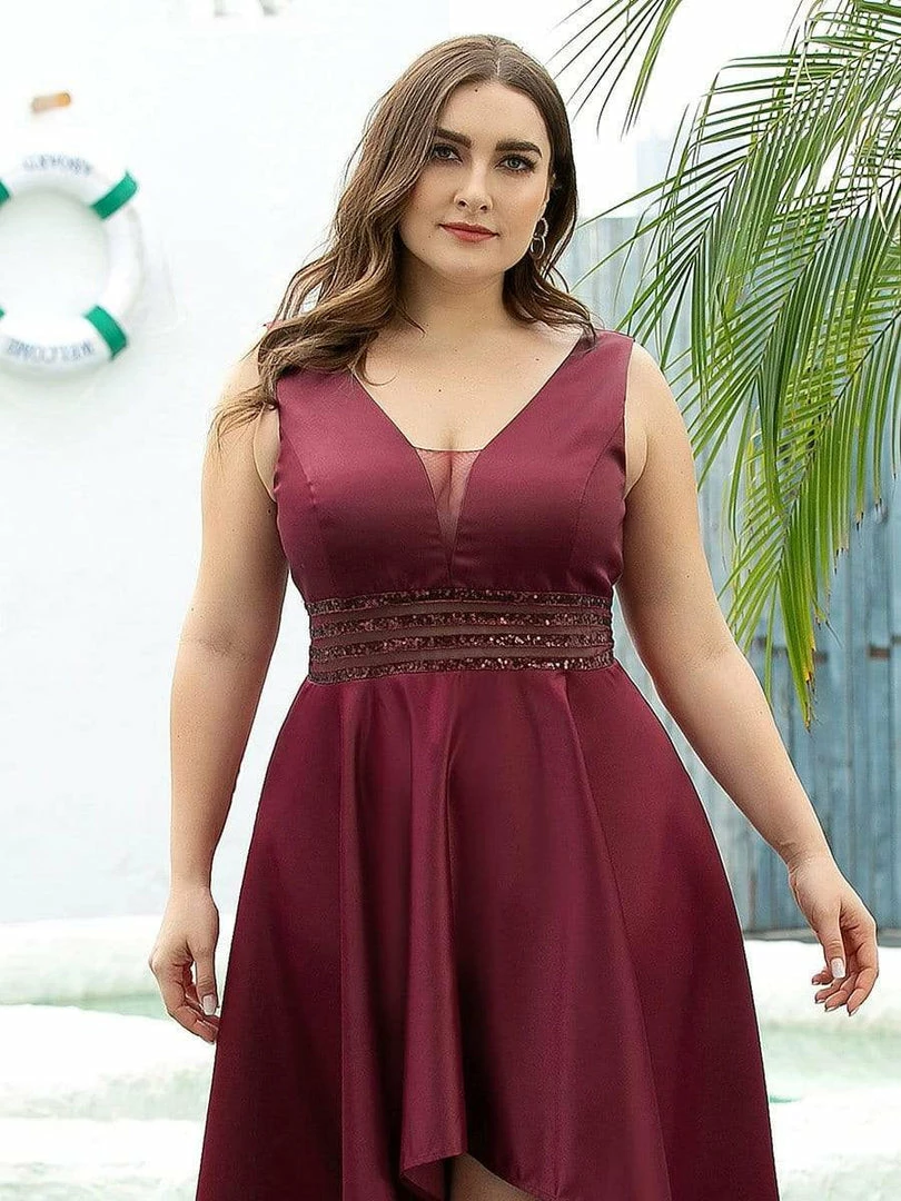 Ever-Pretty US Plus Size Double V-Neck Sleeveless High Low Cocktail Formal Dresses SHOP BY OCCASION 7 Ever-Pretty US Plus Size Double V-Neck Sleeveless High Low Cocktail Formal Dresses SHOP BY OCCASION