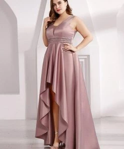 Ever-Pretty US SHOP BY OCCASION Plus Size High Low Formal Evening Party Dress With Sequin Belt