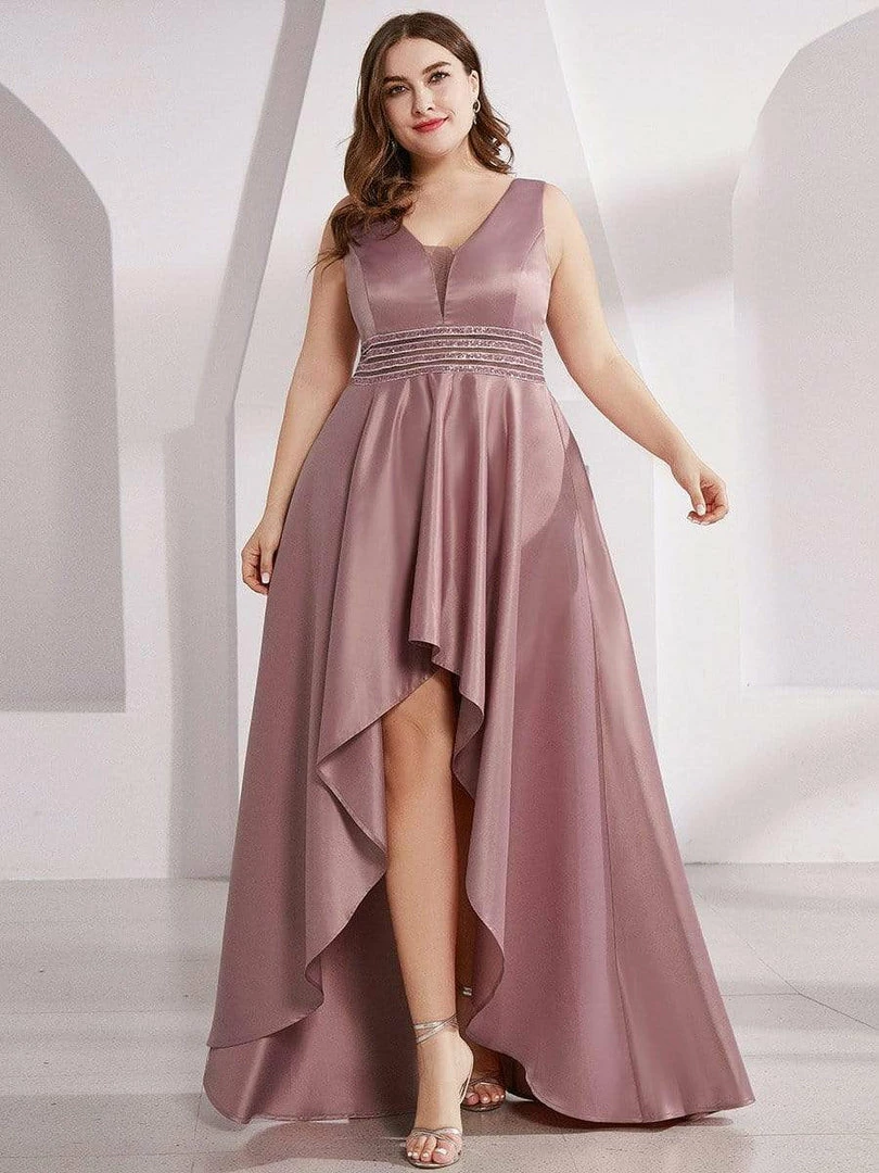 Ever-Pretty US Plus Size Double V-Neck Sleeveless High Low Cocktail Formal Dresses SHOP BY OCCASION 1 Ever-Pretty US Plus Size Double V-Neck Sleeveless High Low Cocktail Formal Dresses SHOP BY OCCASION