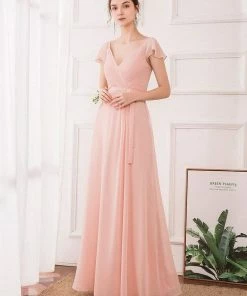 Ever-Pretty US Women's Elegant A-Line Ruffles Sleeve Chiffon Bridesmaid Dress SHOP BY OCCASION
