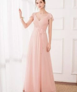 Ever-Pretty US Women's Elegant A-Line Ruffles Sleeve Chiffon Bridesmaid Dress SHOP BY OCCASION