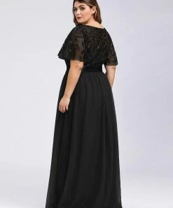 Ever-Pretty US Plus Size Women's Embroidery Evening Dresses With Short Sleeve SHOP BY OCCASION