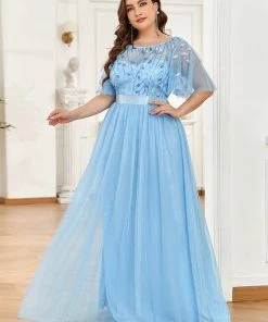 Ever-Pretty US Plus Size Sequin Bodice Long Formal Evening Dresses SHOP BY OCCASION