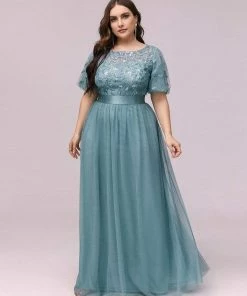 Ever-Pretty US Plus Size Sequin Bodice Long Formal Evening Dresses SHOP BY OCCASION