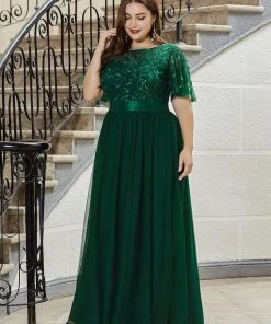 Ever-Pretty US Plus Size Women's Embroidery Evening Dresses With Short Sleeve SHOP BY OCCASION