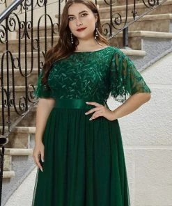 Ever-Pretty US Plus Size Sequin Bodice Long Formal Evening Dresses SHOP BY OCCASION