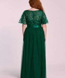 Ever-Pretty US Plus Size Women's Embroidery Evening Dresses With Short Sleeve SHOP BY OCCASION