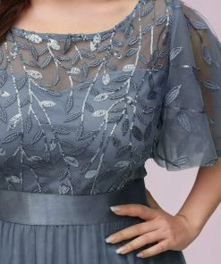 Ever-Pretty US Plus Size Women's Embroidery Evening Dresses With Short Sleeve SHOP BY OCCASION