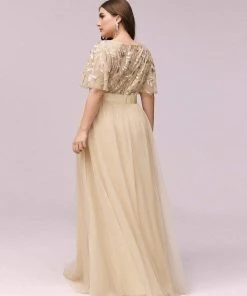 Ever-Pretty US Plus Size Women's Embroidery Evening Dresses With Short Sleeve SHOP BY OCCASION