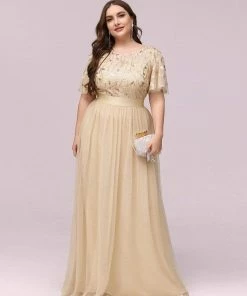 Ever-Pretty US Plus Size Women's Embroidery Evening Dresses With Short Sleeve SHOP BY OCCASION