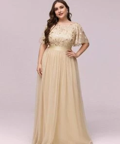 Ever-Pretty US Plus Size Sequin Bodice Long Formal Evening Dresses SHOP BY OCCASION