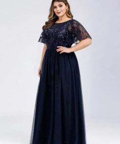 Ever-Pretty US Plus Size Sequin Bodice Long Formal Evening Dresses SHOP BY OCCASION