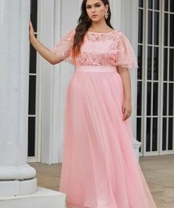 Ever-Pretty US Plus Size Women's Embroidery Evening Dresses With Short Sleeve SHOP BY OCCASION