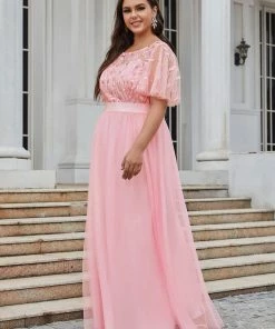 Ever-Pretty US Plus Size Women's Embroidery Evening Dresses With Short Sleeve SHOP BY OCCASION