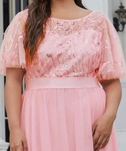 Ever-Pretty US Plus Size Women's Embroidery Evening Dresses With Short Sleeve SHOP BY OCCASION