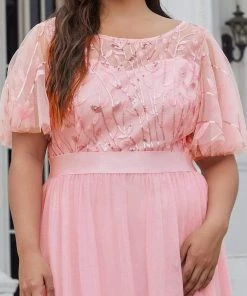 Ever-Pretty US SHOP BY OCCASION Women's A-Line Short Sleeve Embroidery Floor Length Evening Dresses