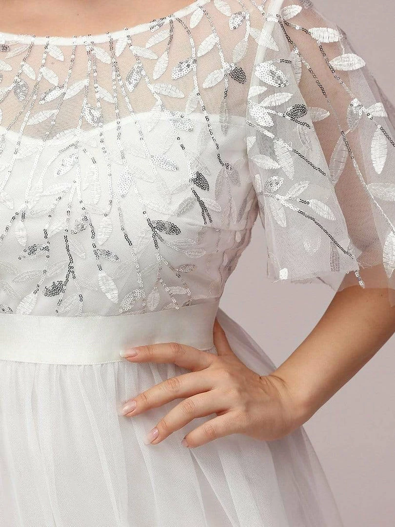 Ever-Pretty US Summer Dresses 2022 Elegant A-Line Short Sleeve Sequin Leaf Causal Wedding Dress 7 Ever-Pretty US Summer Dresses 2022 Elegant A-Line Short Sleeve Sequin Leaf Causal Wedding Dress