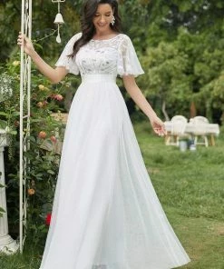 Ever-Pretty US Summer Dresses 2022 Elegant A-Line Short Sleeve Sequin Leaf Causal Wedding Dress 10 Ever-Pretty US Summer Dresses 2022 Elegant A-Line Short Sleeve Sequin Leaf Causal Wedding Dress