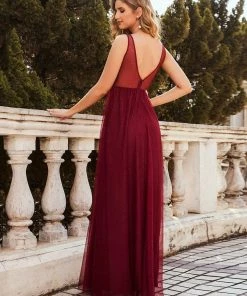 Ever-Pretty US Custom Size A-Line V-Neck Floral Lace Appliques Bridesmaid Dress Summer Dresses 2022