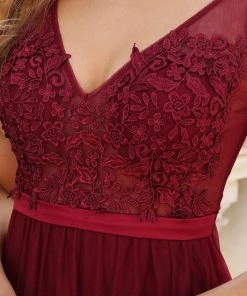 Ever-Pretty US Women's A-Line V-Neck Floral Lace Appliques Bridesmaid Dress