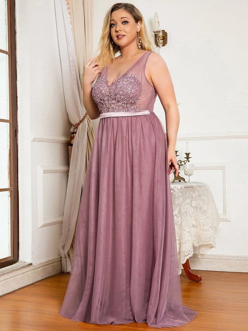 Ever-Pretty US Plus Size Women's A-Line V-Neck Floral Lace Appliques Bridesmaid Dress 2 Ever-Pretty US Plus Size Women's A-Line V-Neck Floral Lace Appliques Bridesmaid Dress