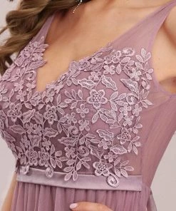 Ever-Pretty US Custom Size A-Line V-Neck Floral Lace Appliques Bridesmaid Dress Summer Dresses 2022
