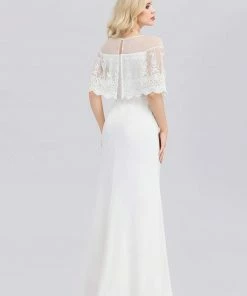 Ever-Pretty US Sweetheart Illusion Neckline Wedding Dress With Ruffle Sleeves SHOP BY OCCASION 13 Ever-Pretty US Sweetheart Illusion Neckline Wedding Dress With Ruffle Sleeves SHOP BY OCCASION