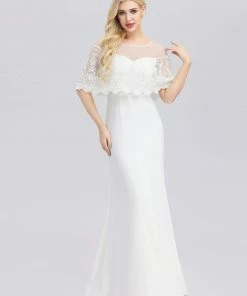 Ever-Pretty US Sweetheart Illusion Neckline Wedding Dress With Ruffle Sleeves SHOP BY OCCASION 11 Ever-Pretty US Sweetheart Illusion Neckline Wedding Dress With Ruffle Sleeves SHOP BY OCCASION