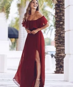 Ever-Pretty US Evening Dresses & Gowns Women's Off Shoulder Ruffle Thigh Split Bridesmaid Dresses 69 Ever-Pretty US Evening Dresses & Gowns Women's Off Shoulder Ruffle Thigh Split Bridesmaid Dresses