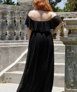 Ever-Pretty US Summer Dresses 2022 Plus Size Off The Shoulder Formal Bridesmaid Dress With Thigh Split