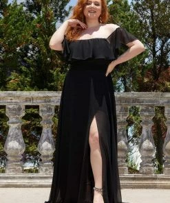 Ever-Pretty US Summer Dresses 2022 Plus Size Off The Shoulder Formal Bridesmaid Dress With Thigh Split