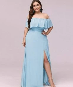 Ever-Pretty US Evening Dresses & Gowns Women's Off Shoulder Ruffle Thigh Split Bridesmaid Dresses 129 Ever-Pretty US Evening Dresses & Gowns Women's Off Shoulder Ruffle Thigh Split Bridesmaid Dresses