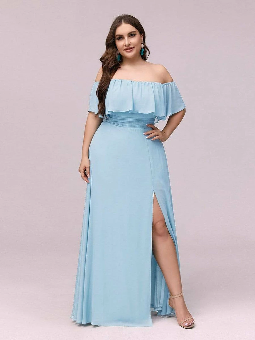 Ever-Pretty US Evening Dresses & Gowns Women's Off Shoulder Ruffle Thigh Split Bridesmaid Dresses 64 Ever-Pretty US Evening Dresses & Gowns Women's Off Shoulder Ruffle Thigh Split Bridesmaid Dresses