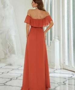Ever-Pretty US Off The Shoulder Ruffle Bodice Long Flowy Chiffon Bridesmaid Dress