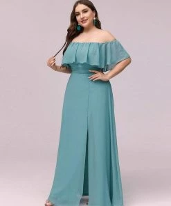 Ever-Pretty US Plus Size Sexy Side Split Long Chiffon Formal Dresses Summer Dresses 2022