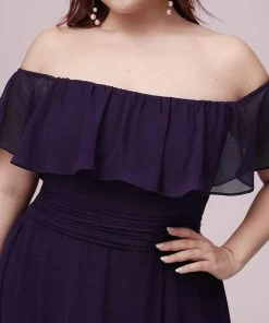 Ever-Pretty US Summer Dresses 2022 Plus Size Off The Shoulder Formal Bridesmaid Dress With Thigh Split