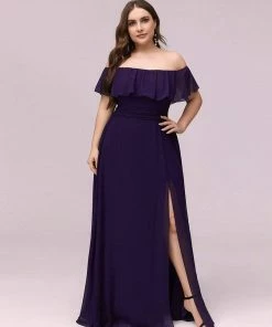 Ever-Pretty US Plus Size Sexy Side Split Long Chiffon Formal Dresses Summer Dresses 2022
