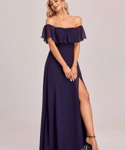 Ever-Pretty US Evening Dresses & Gowns Women's Off Shoulder Ruffle Thigh Split Bridesmaid Dresses 112 Ever-Pretty US Evening Dresses & Gowns Women's Off Shoulder Ruffle Thigh Split Bridesmaid Dresses
