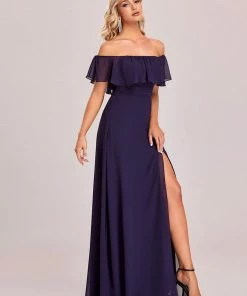 Ever-Pretty US Evening Dresses & Gowns Women's Off Shoulder Ruffle Thigh Split Bridesmaid Dresses 113 Ever-Pretty US Evening Dresses & Gowns Women's Off Shoulder Ruffle Thigh Split Bridesmaid Dresses