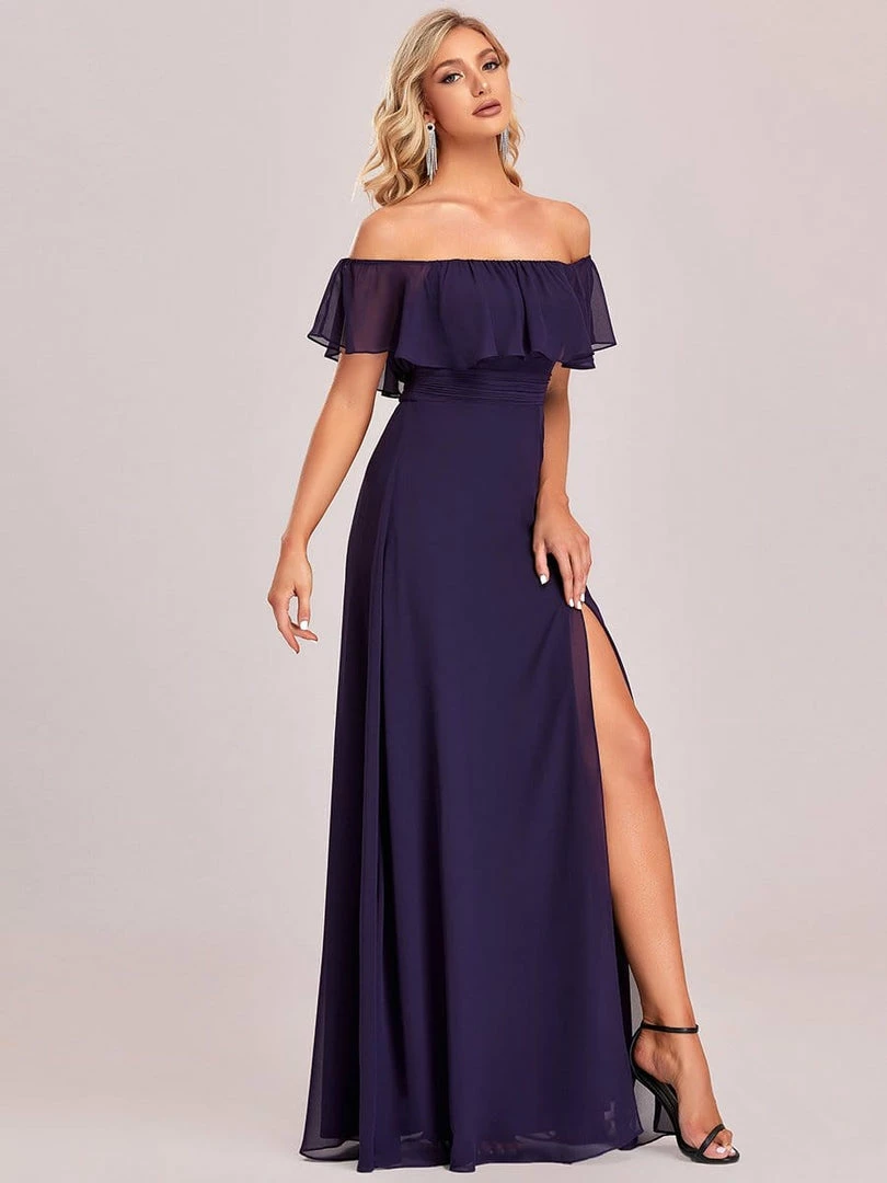Ever-Pretty US Evening Dresses & Gowns Women's Off Shoulder Ruffle Thigh Split Bridesmaid Dresses 48 Ever-Pretty US Evening Dresses & Gowns Women's Off Shoulder Ruffle Thigh Split Bridesmaid Dresses