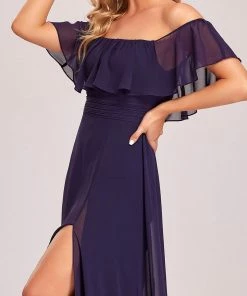 Ever-Pretty US Evening Dresses & Gowns Women's Off Shoulder Ruffle Thigh Split Bridesmaid Dresses 111 Ever-Pretty US Evening Dresses & Gowns Women's Off Shoulder Ruffle Thigh Split Bridesmaid Dresses