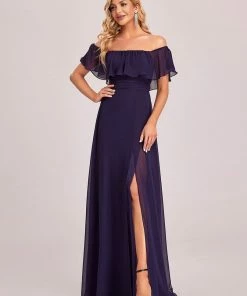 Ever-Pretty US Evening Dresses & Gowns Women's Off Shoulder Ruffle Thigh Split Bridesmaid Dresses 109 Ever-Pretty US Evening Dresses & Gowns Women's Off Shoulder Ruffle Thigh Split Bridesmaid Dresses
