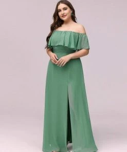 Ever-Pretty US Plus Size Sexy Side Split Long Chiffon Formal Dresses Summer Dresses 2022