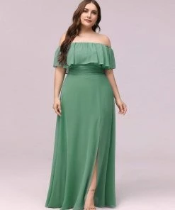 Ever-Pretty US Plus Size Sexy Side Split Long Chiffon Formal Dresses Summer Dresses 2022
